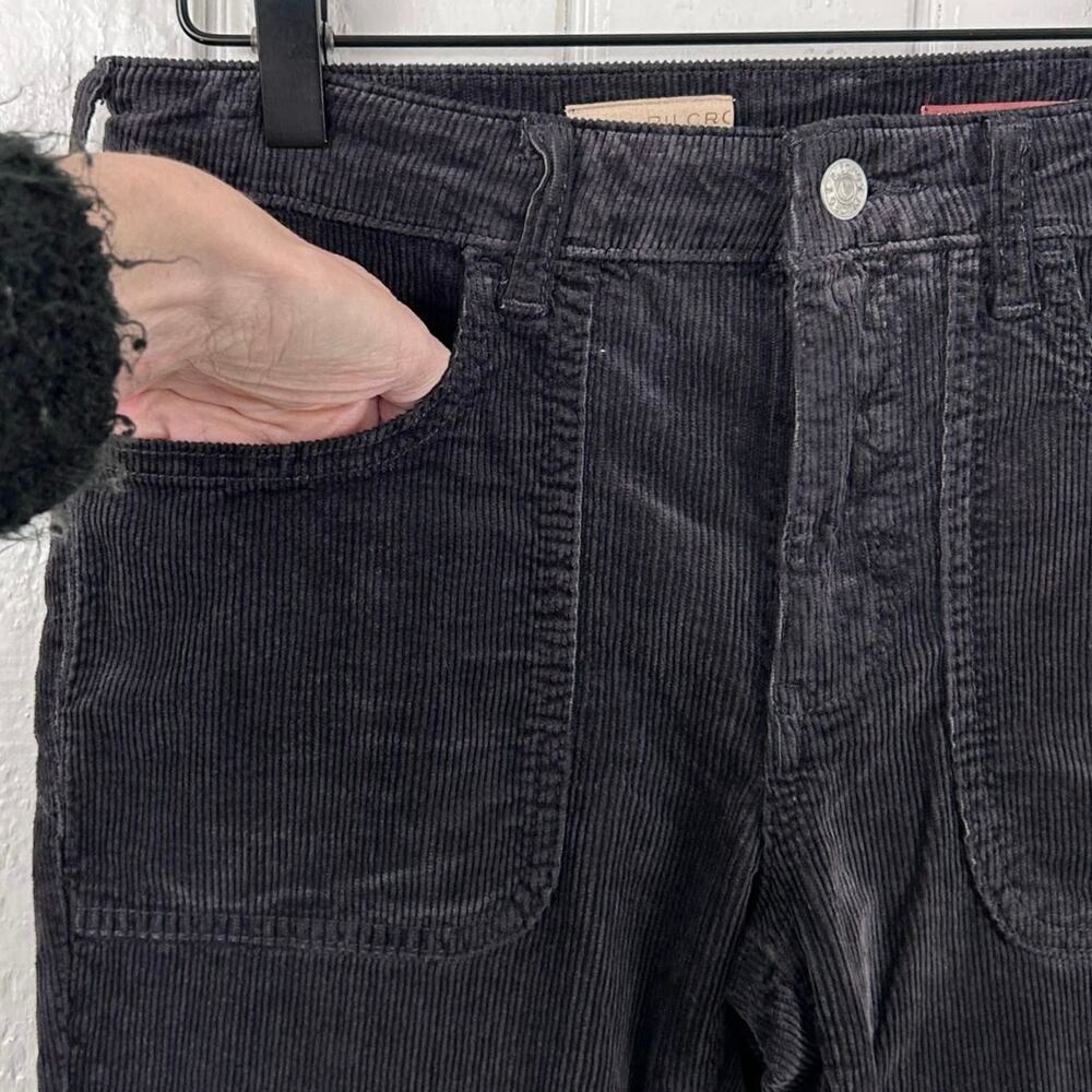 Pilcro Anthro Black Corduroy Flare Pants Women Size 27 High Rise Boho Wide Leg - Picture 2 of 8